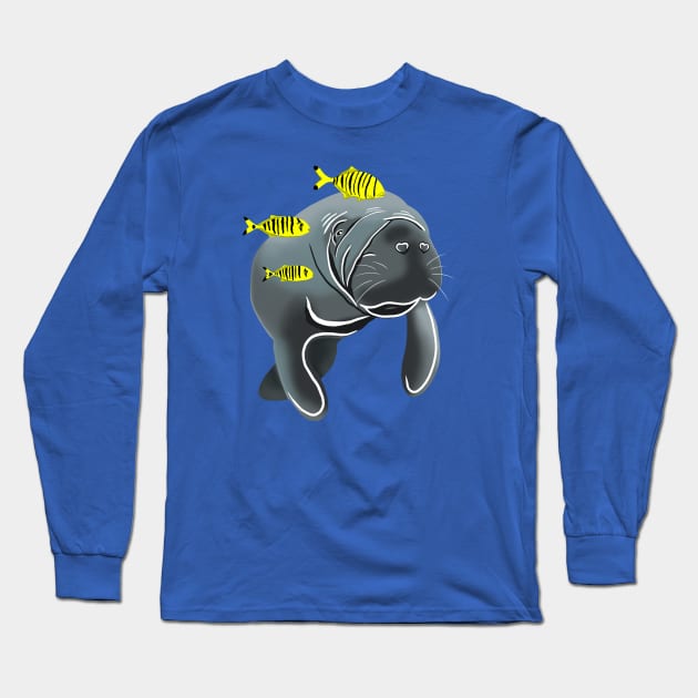 Dugong and Golden Trevally Fishes Long Sleeve T-Shirt by Spirit Animals 21